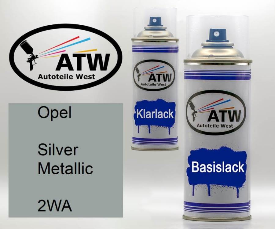 Opel, Silver Metallic, 2WA: 400ml Sprühdose + 400ml Klarlack - Set, von ATW Autoteile West.